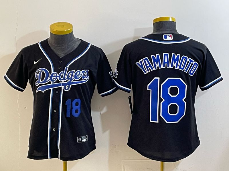 Youth 2026 Los Angeles Dodgers #18 Yamamoto Black Game Nike MLB Jersey style 003->youth mlb jersey->Youth Jersey